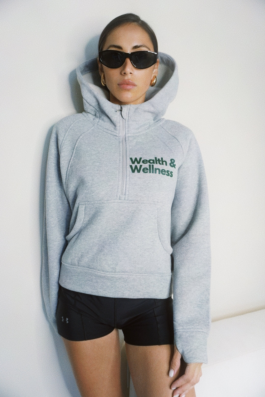 Wealth & Wellness Scuba Oversized Half-Zip Hoodie