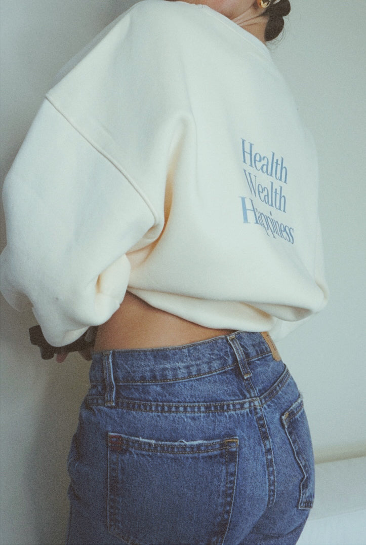 Health Wealth Happiness Apricot Oversized Crewneck Sweatshirt