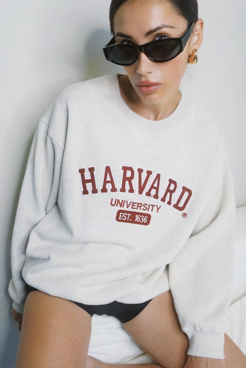 Original Harvard University Est 1636 Grey and Maroon Crewneck Sweatshirt