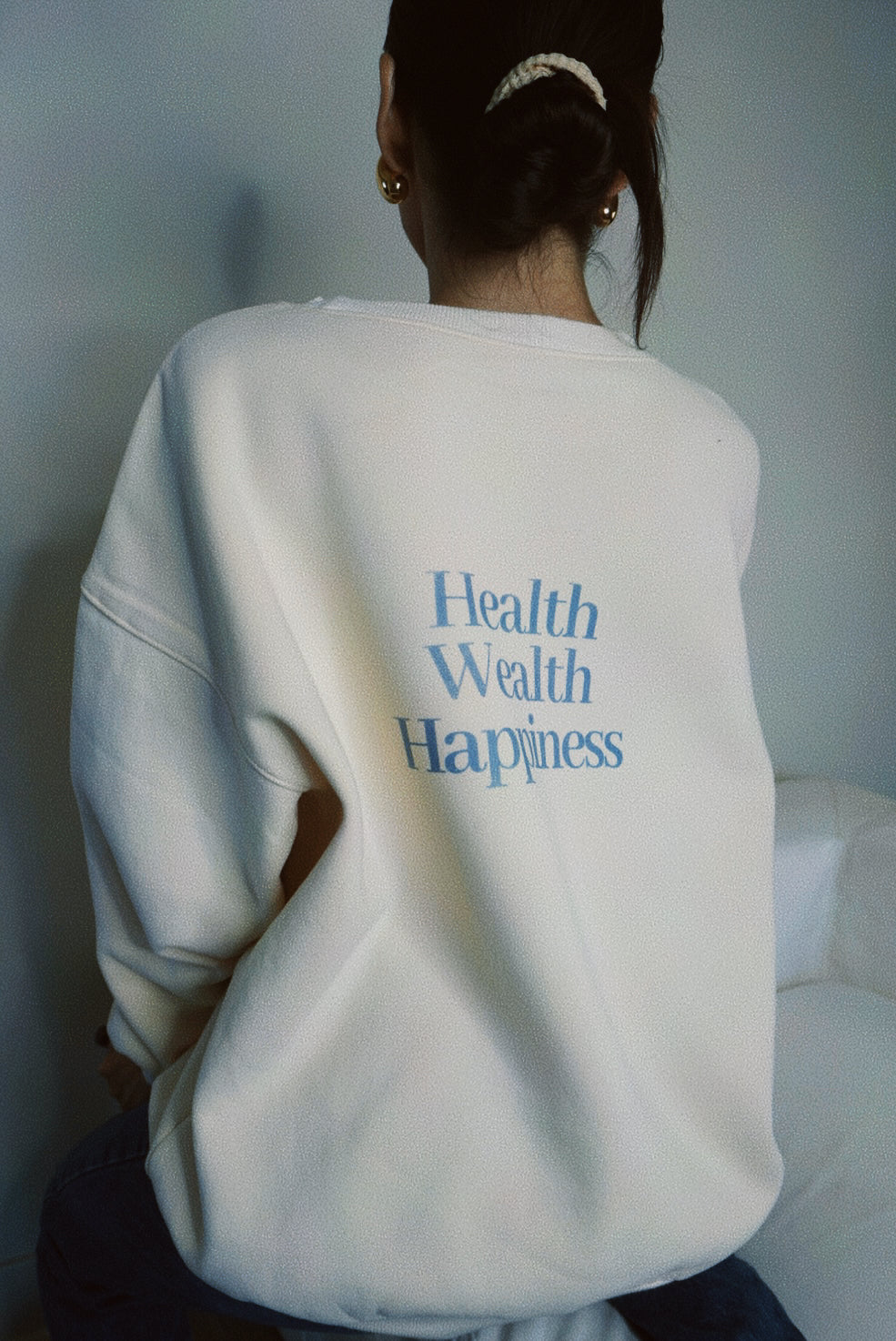 Health Wealth Happiness Apricot Oversized Crewneck Sweatshirt