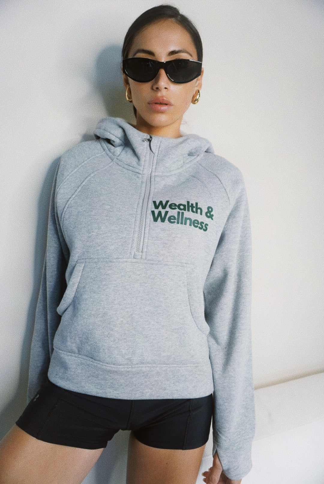 Wealth & Wellness Scuba Oversized Half-Zip Hoodie