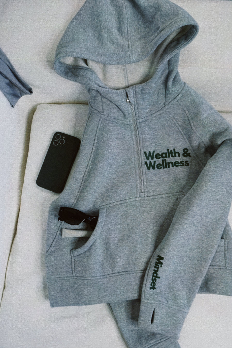 Wealth & Wellness Scuba Oversized Half-Zip Hoodie