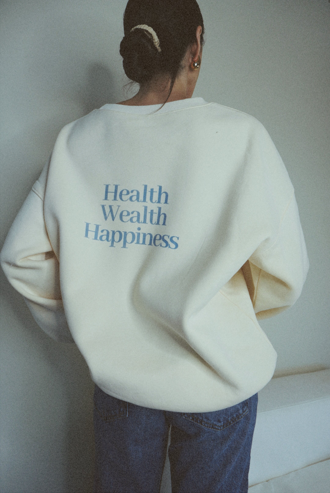Health Wealth Happiness Apricot Oversized Crewneck Sweatshirt