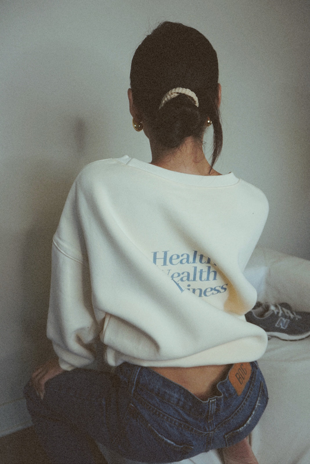 Health Wealth Happiness Apricot Oversized Crewneck Sweatshirt