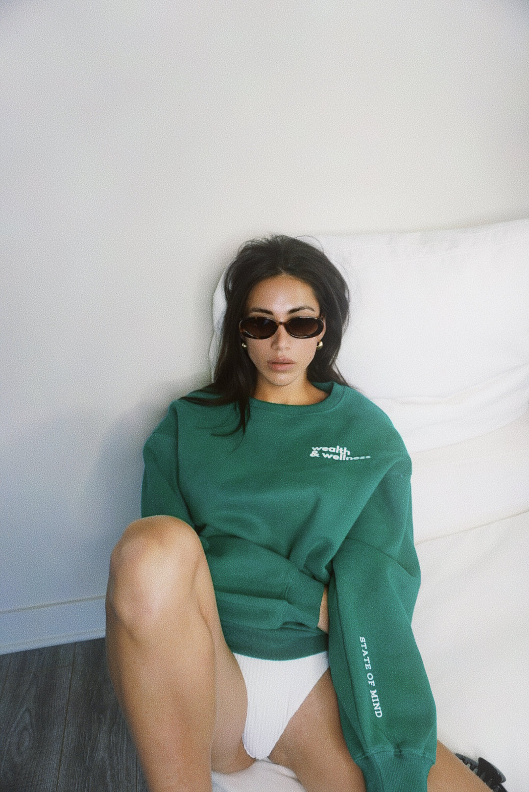 Wealth & Wellness Club Kelly Green Oversized Crewneck Sweatshirt