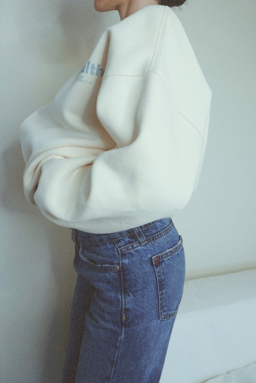 Health Wealth Happiness Apricot Oversized Crewneck Sweatshirt