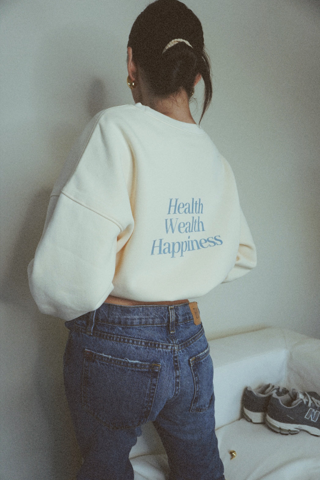 Health Wealth Happiness Apricot Oversized Crewneck Sweatshirt