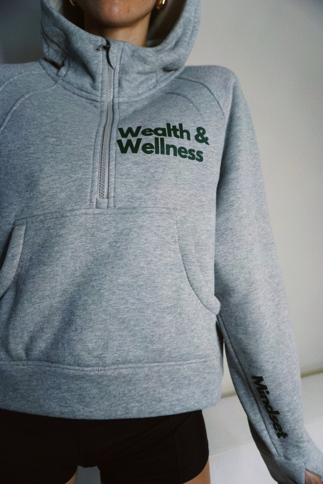 Wealth & Wellness Scuba Oversized Half-Zip Hoodie