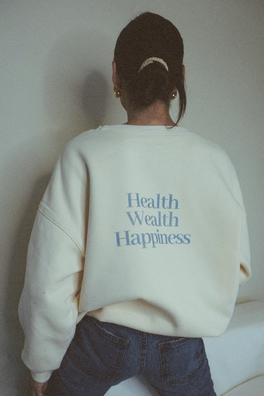 Health Wealth Happiness Apricot Oversized Crewneck Sweatshirt