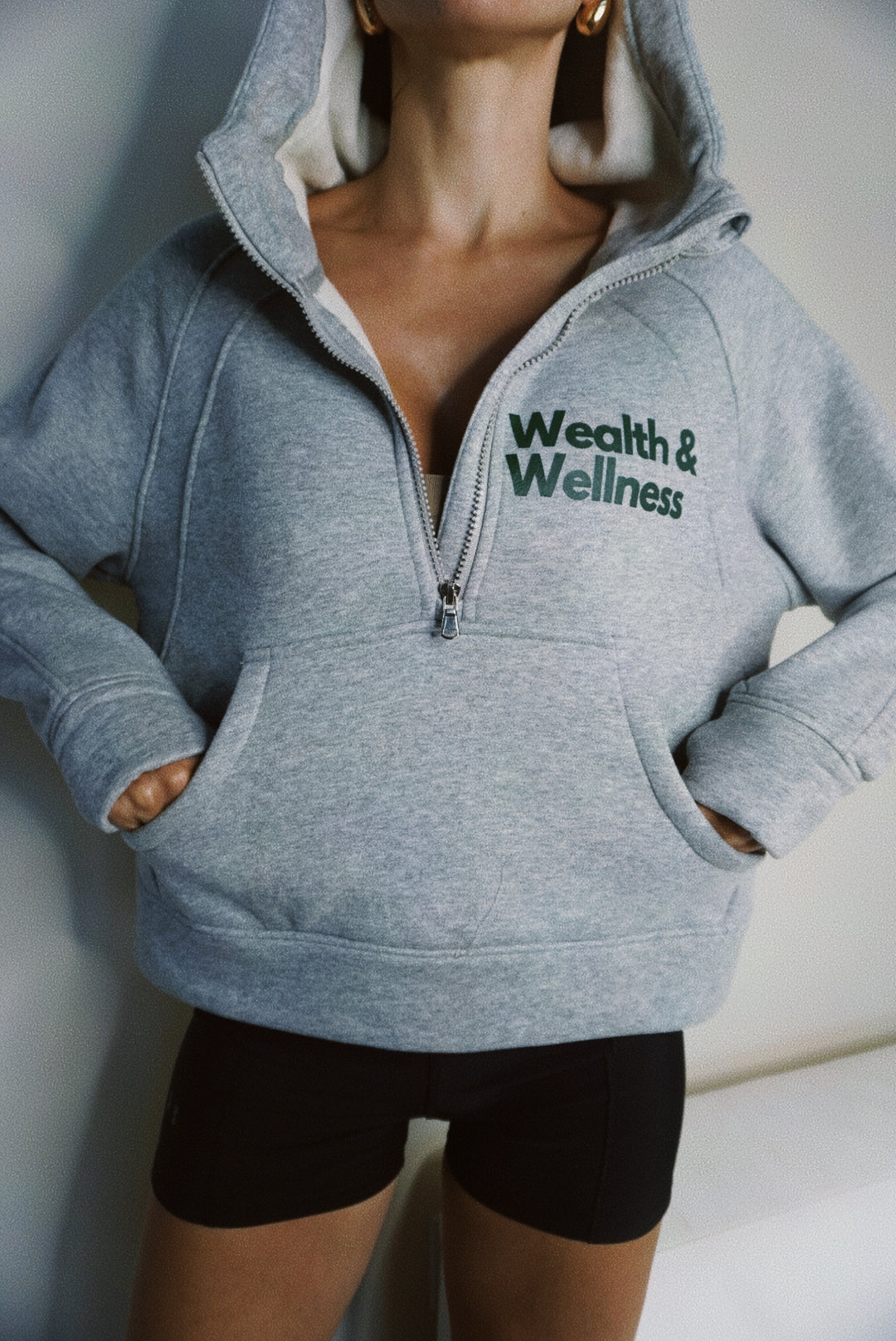 Wealth & Wellness Scuba Oversized Half-Zip Hoodie