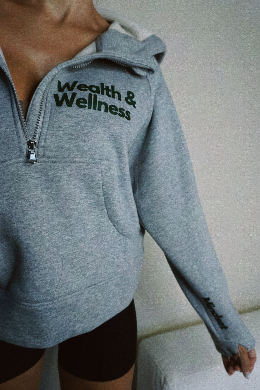 Wealth & Wellness Scuba Oversized Half-Zip Hoodie