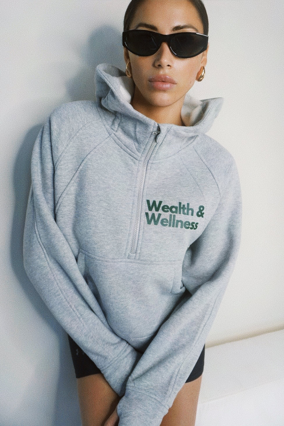 Wealth & Wellness Scuba Oversized Half-Zip Hoodie