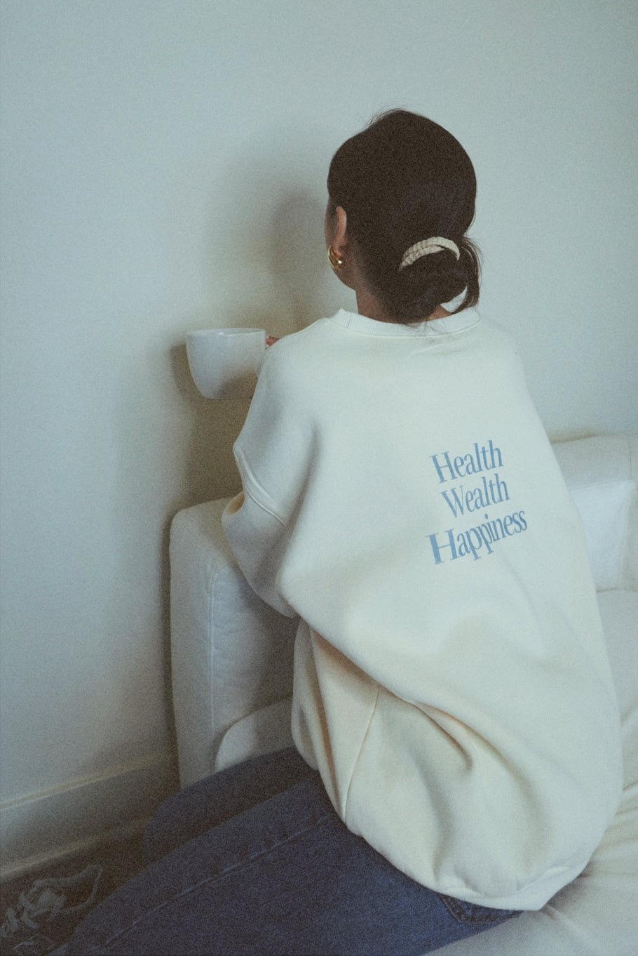 Health Wealth Happiness Apricot Oversized Crewneck Sweatshirt
