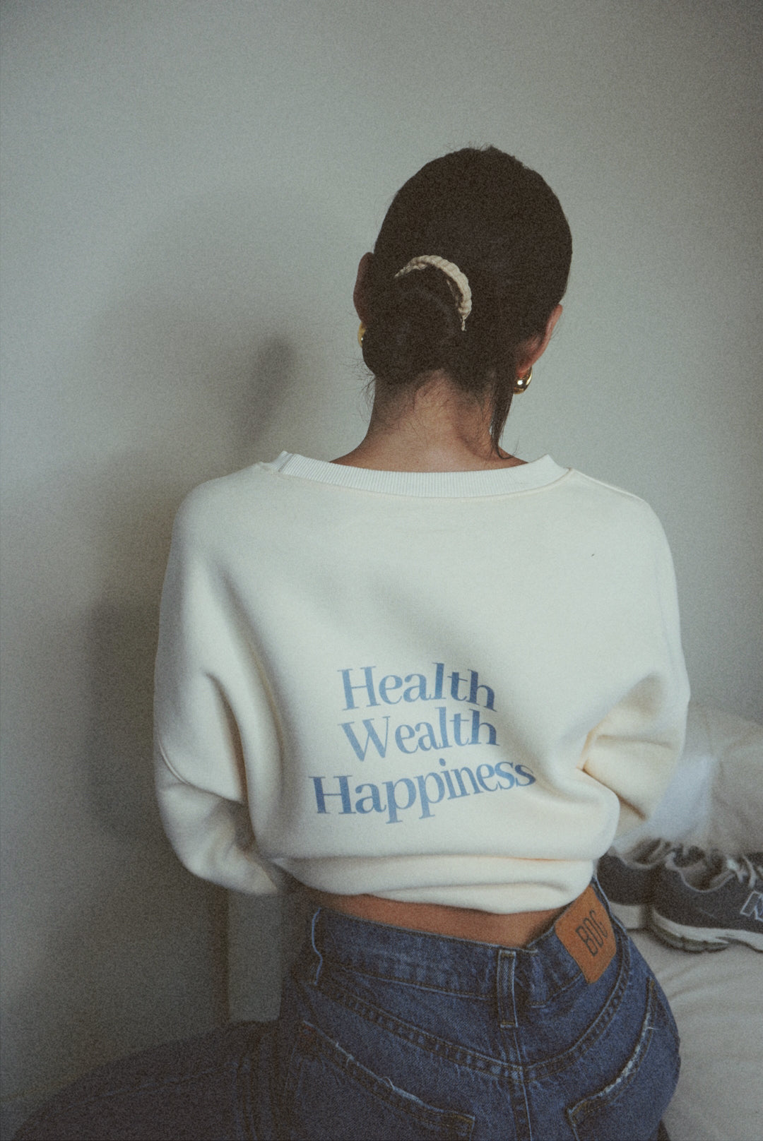 Health Wealth Happiness Apricot Oversized Crewneck Sweatshirt