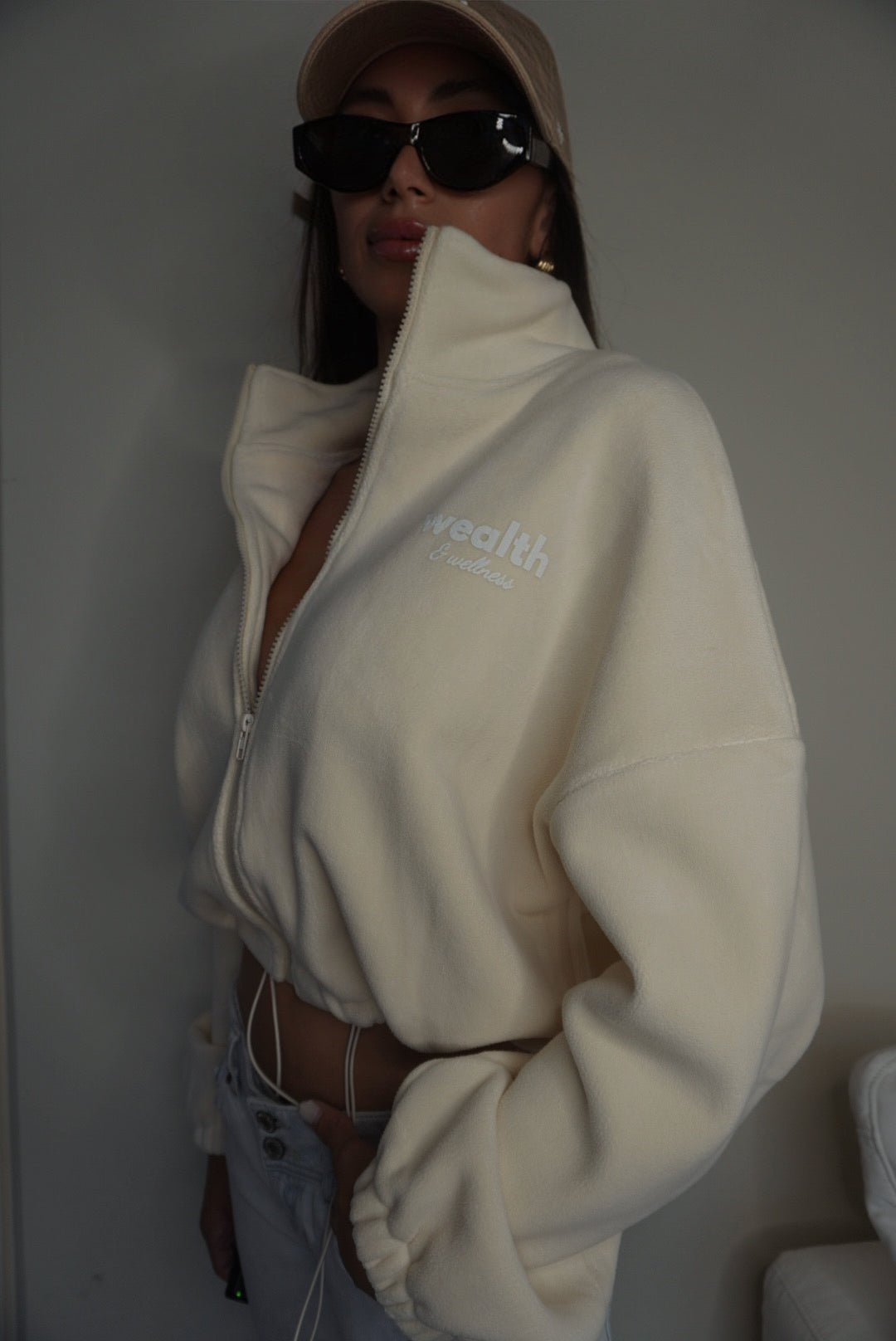 Wealth & Wellness Crop Teddy Jacket