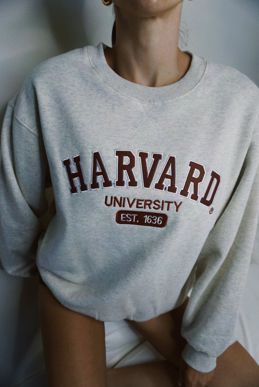 Original Harvard University Est 1636 Grey and Maroon Crewneck Sweatshirt