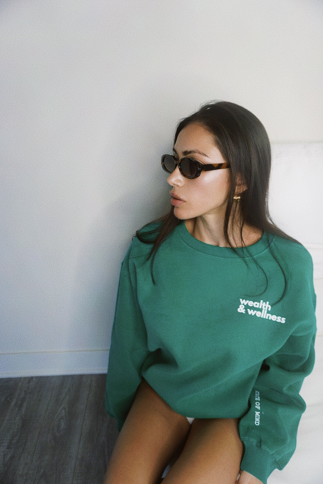 Wealth & Wellness Club Kelly Green Oversized Crewneck Sweatshirt