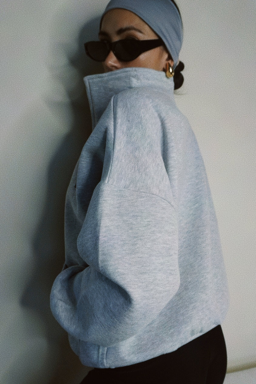 Wealth & Wellness Scuba Oversized Half-Zip Hoodie