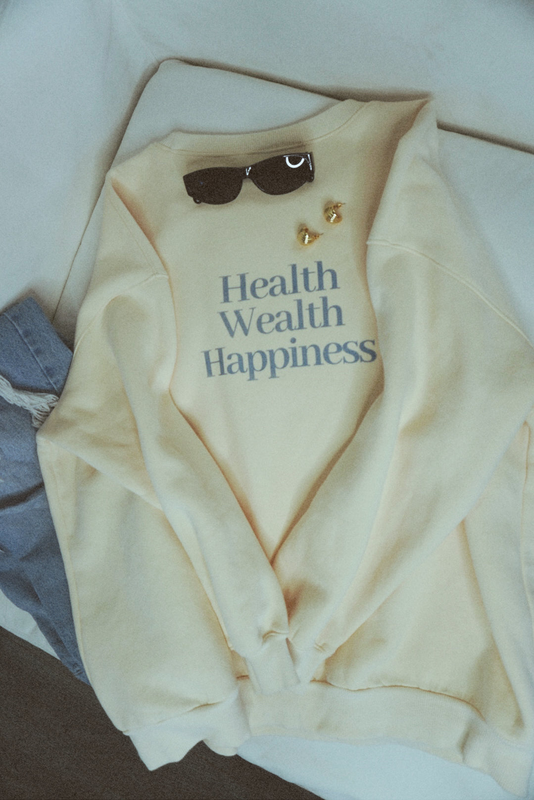 Health Wealth Happiness Apricot Oversized Crewneck Sweatshirt