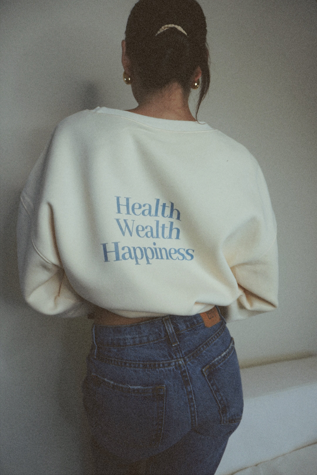 Health Wealth Happiness Apricot Oversized Crewneck Sweatshirt