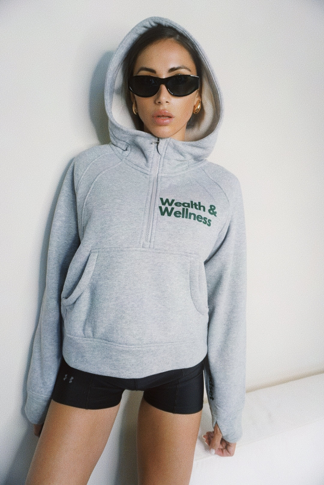 Wealth & Wellness Scuba Oversized Half-Zip Hoodie