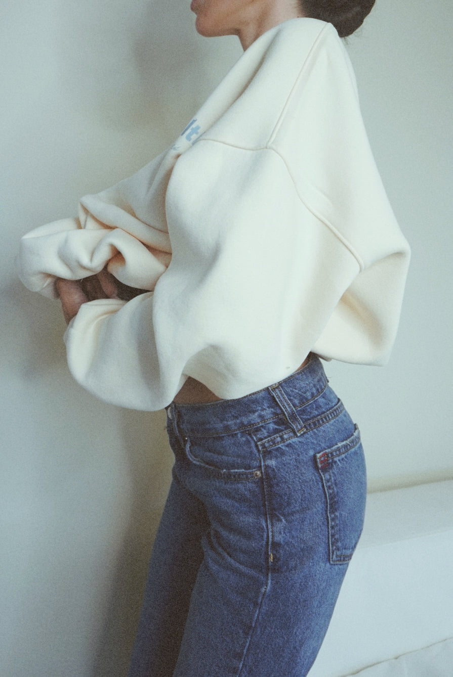 Health Wealth Happiness Apricot Oversized Crewneck Sweatshirt