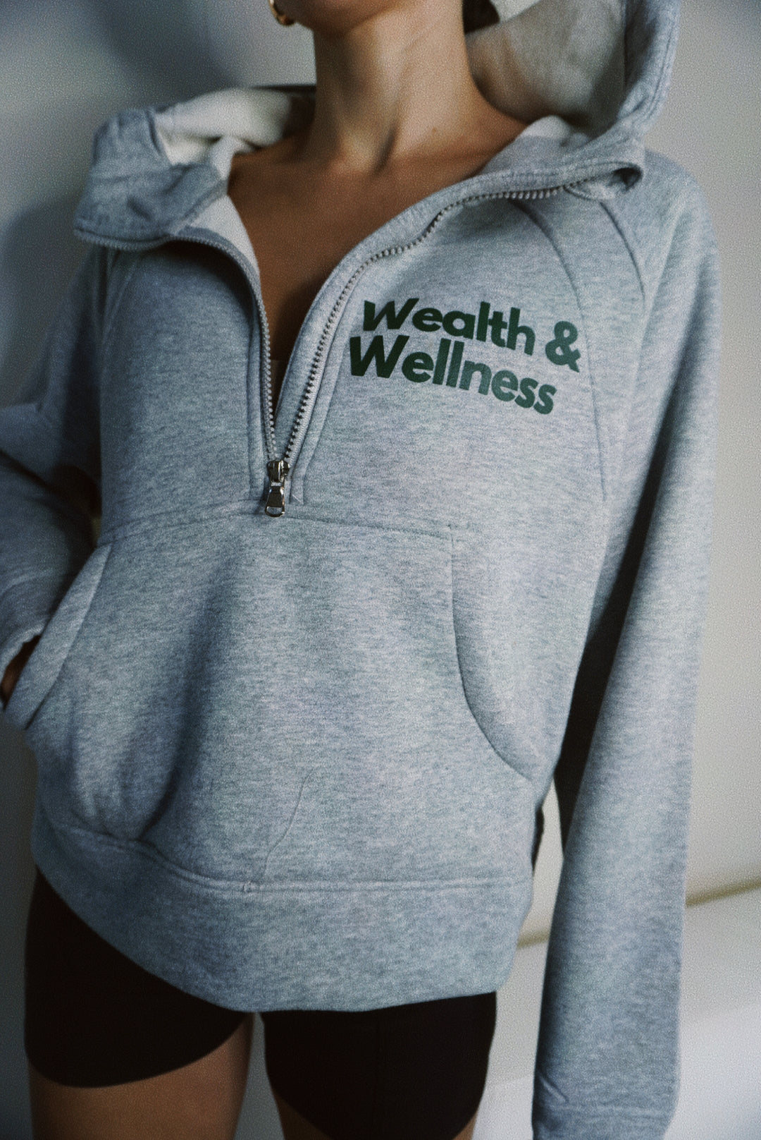 Wealth & Wellness Scuba Oversized Half-Zip Hoodie