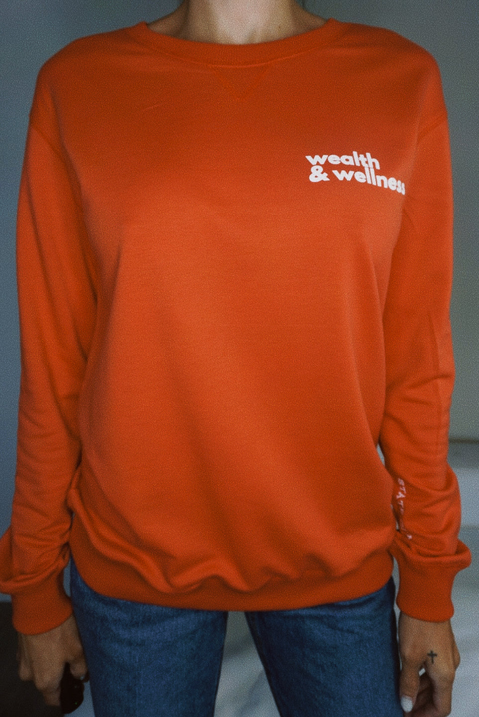 Wealth & Wellness Club Long sleeve Cotton Jersey T-Shirt in Red and White