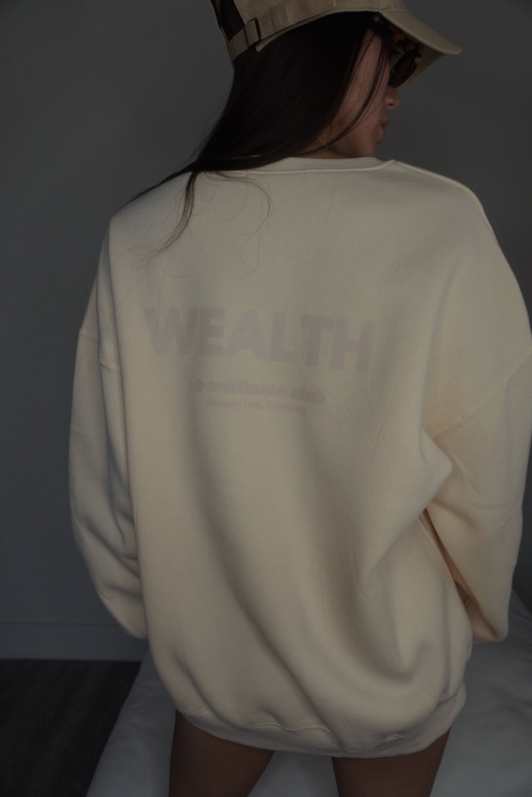 Wealth & Wellness Club Apricot on Apricot Oversized Crewneck Sweatshirt