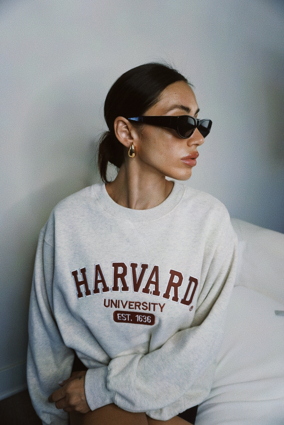Original Harvard University Est 1636 Grey and Maroon Crewneck Sweatshirt