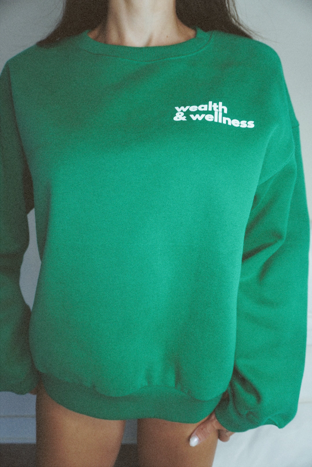 Wealth & Wellness Club Kelly Green Oversized Crewneck Sweatshirt