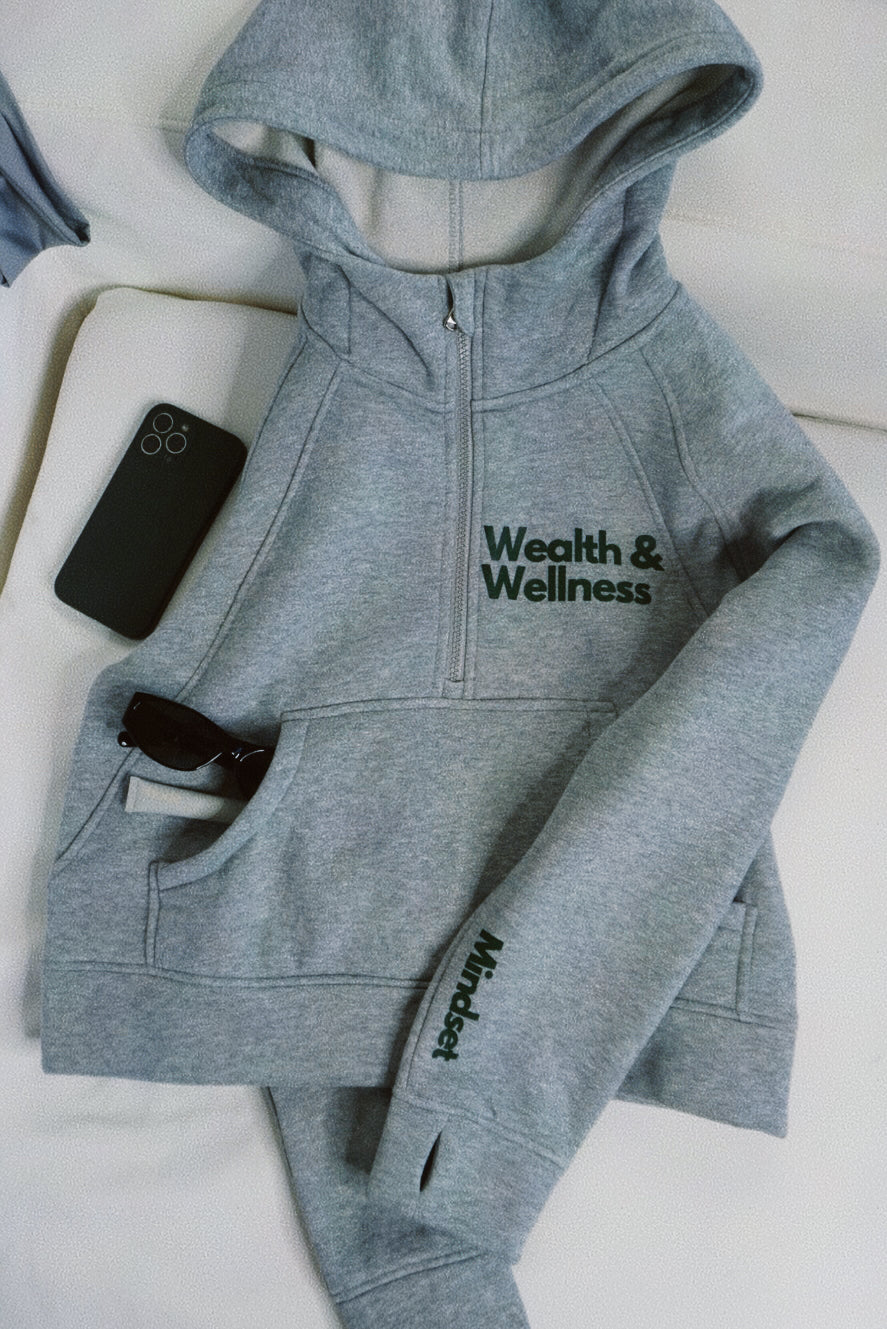 Wealth & Wellness Scuba Oversized Half-Zip Hoodie