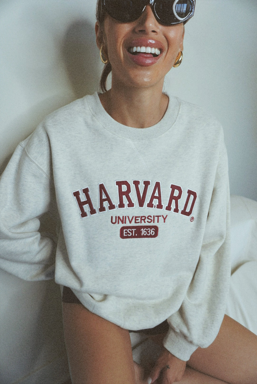 Original Harvard University Est 1636 Grey and Maroon Crewneck Sweatshirt