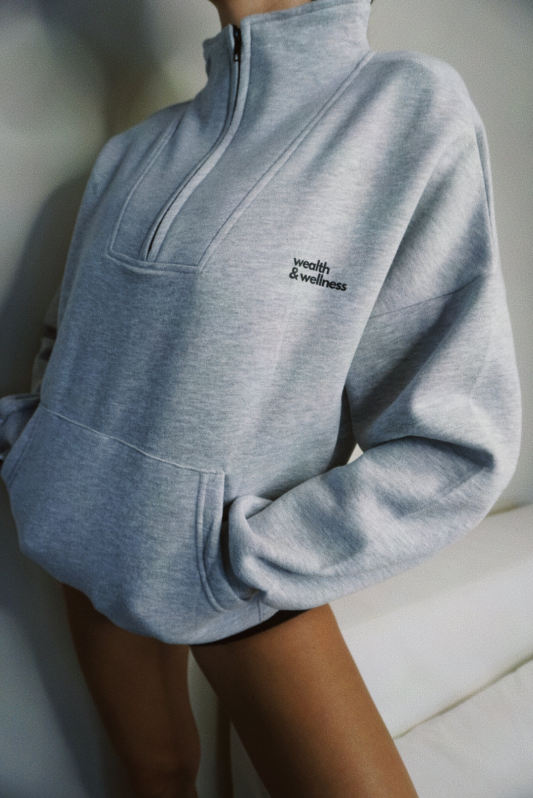 Wealth & Wellness Scuba Oversized Half-Zip Hoodie