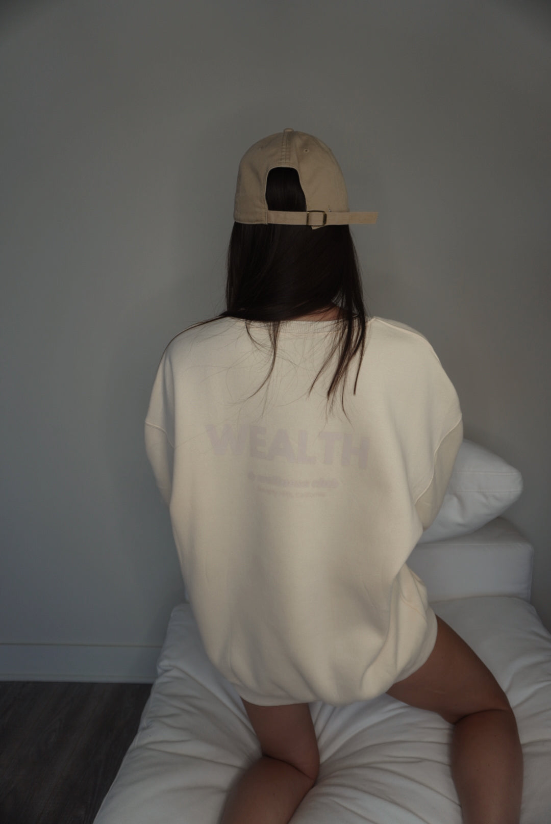 Wealth & Wellness Club Apricot on Apricot Oversized Crewneck Sweatshirt
