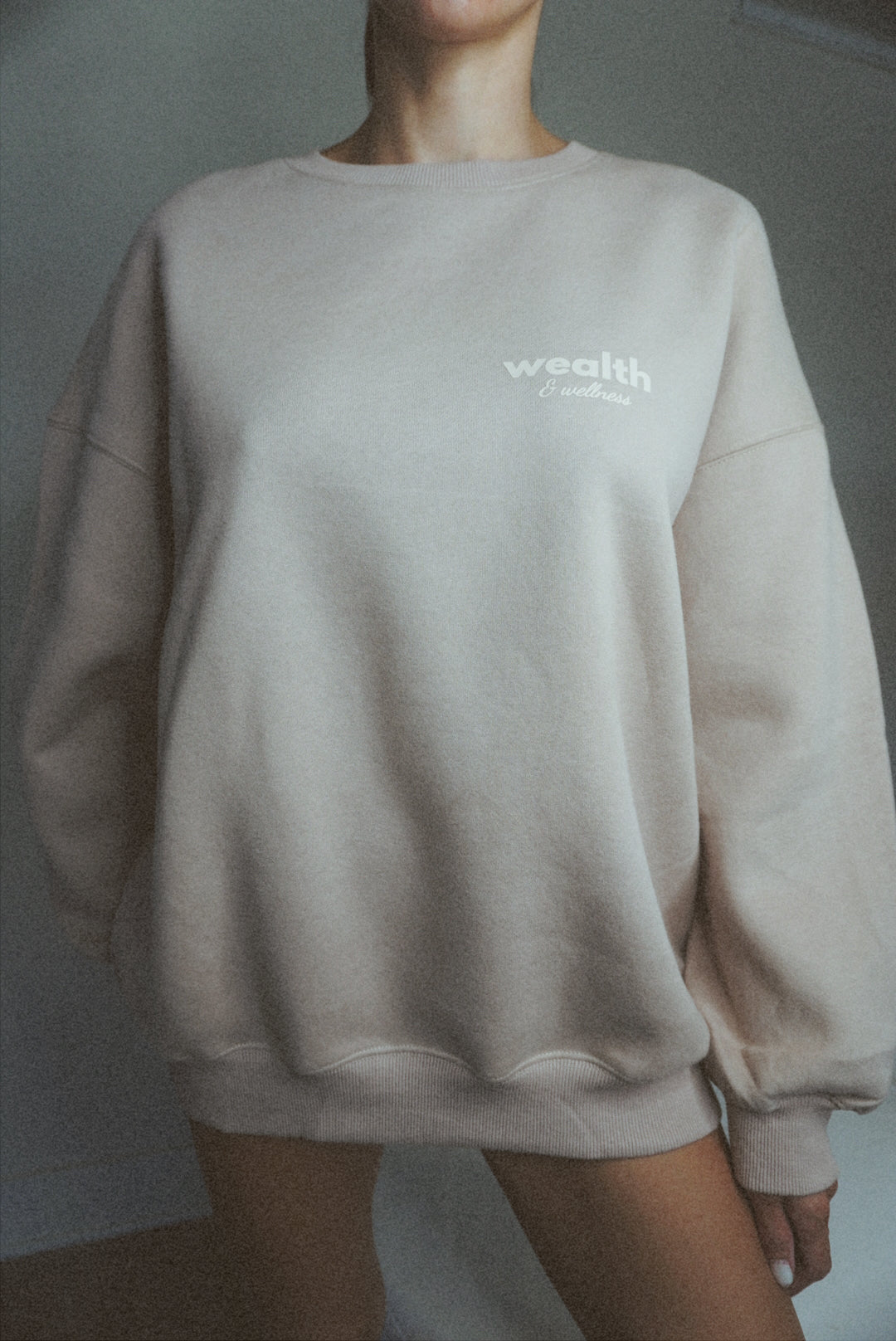 Wealth & Wellness Club Tan Oversized Crewneck Sweatshirt