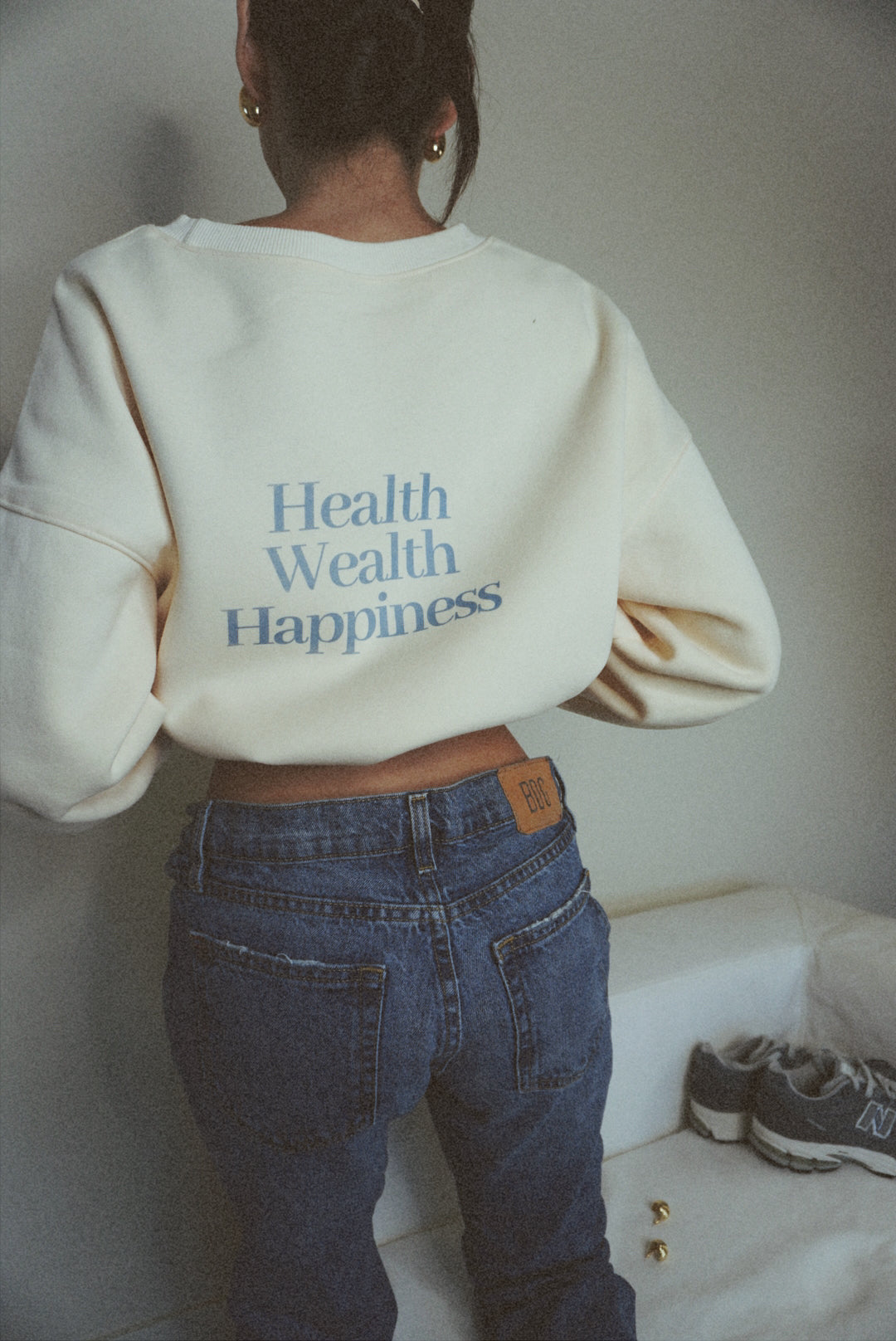 Health Wealth Happiness Apricot Oversized Crewneck Sweatshirt