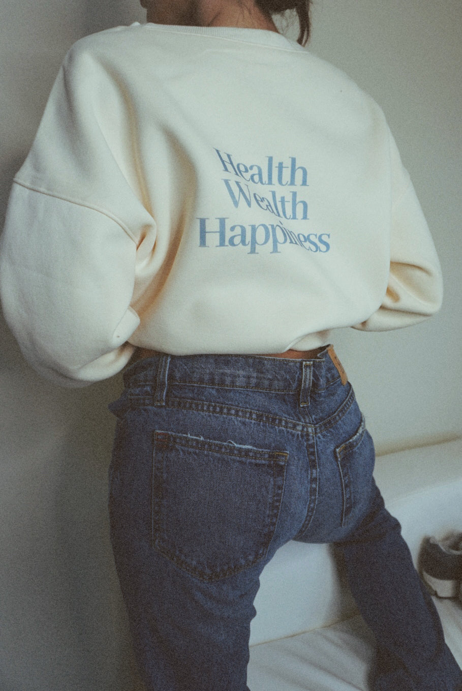 Health Wealth Happiness Apricot Oversized Crewneck Sweatshirt