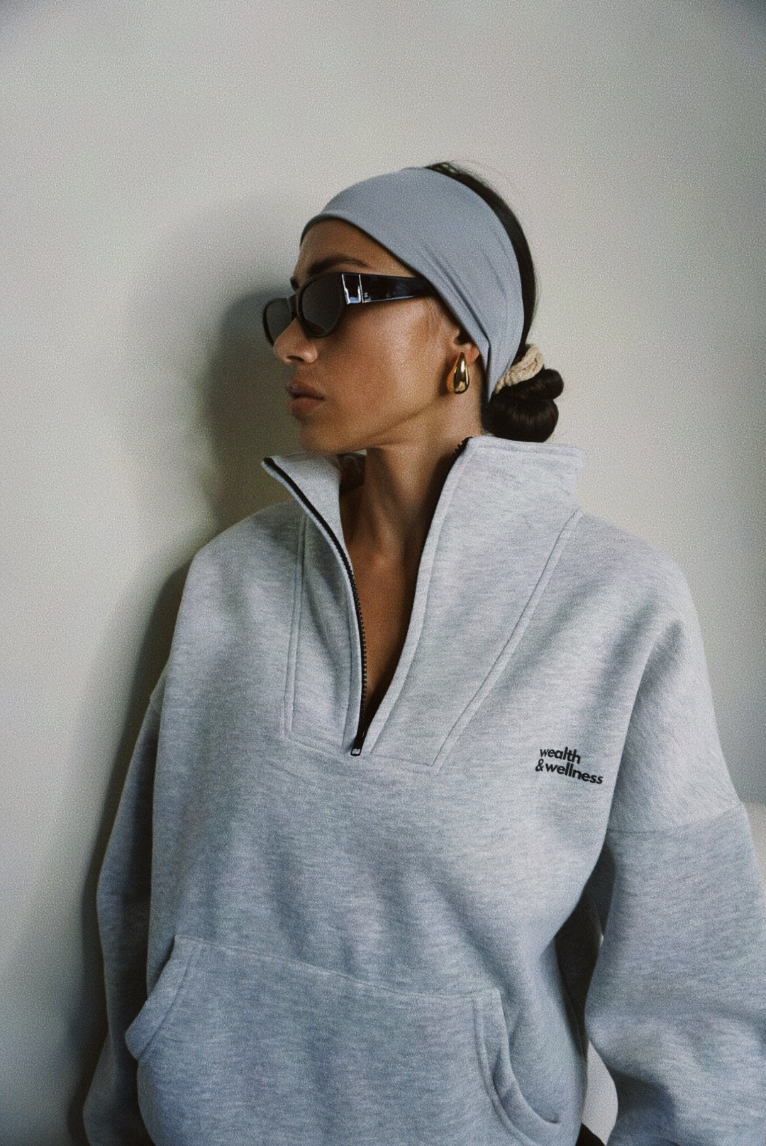 Wealth & Wellness Scuba Oversized Half-Zip Hoodie