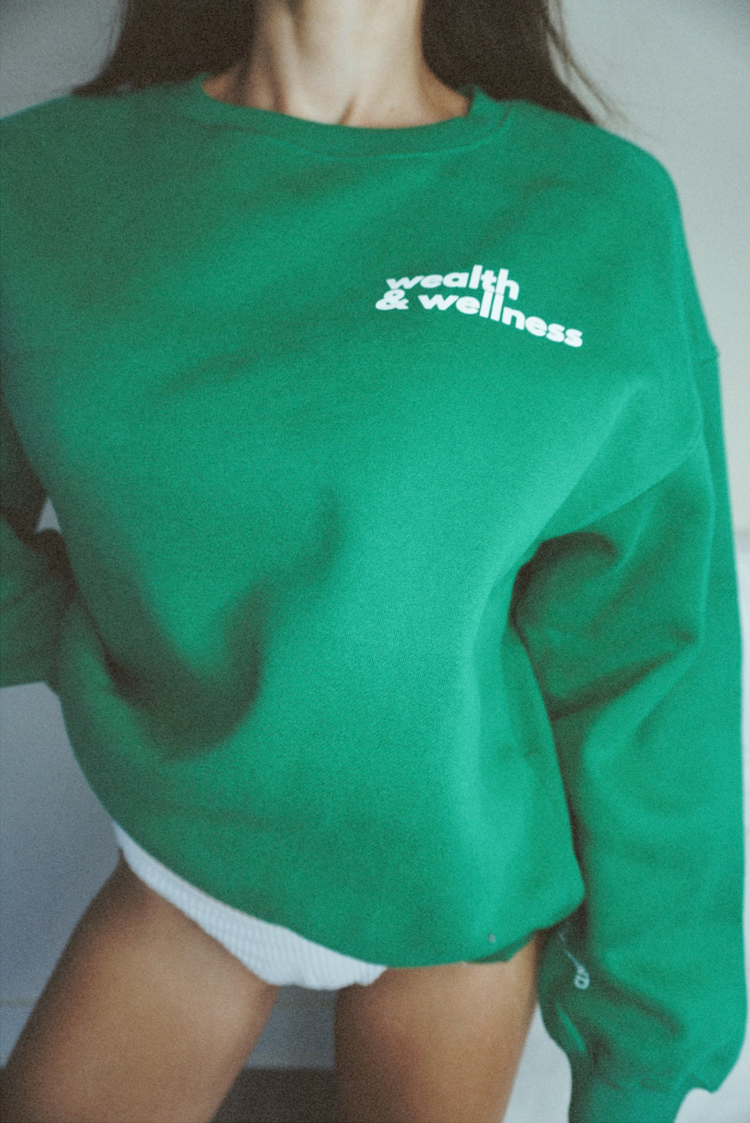 Wealth & Wellness Club Kelly Green Oversized Crewneck Sweatshirt
