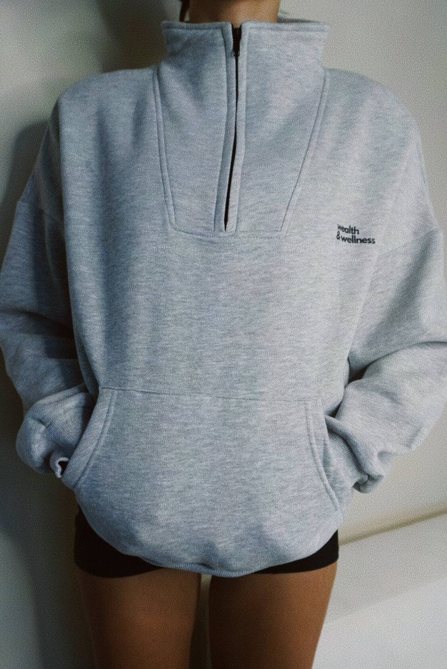 Wealth & Wellness Scuba Oversized Half-Zip Hoodie