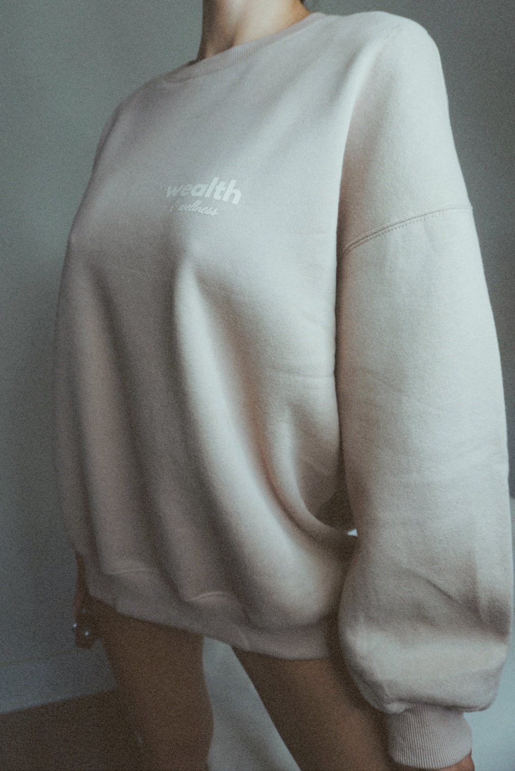 Wealth & Wellness Club Tan Oversized Crewneck Sweatshirt