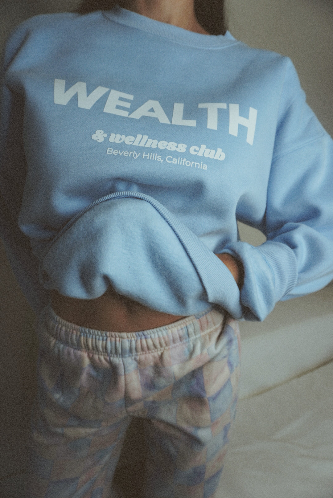 Wealth & Wellness Club Sky Blue Oversized Crewneck Sweatshirt