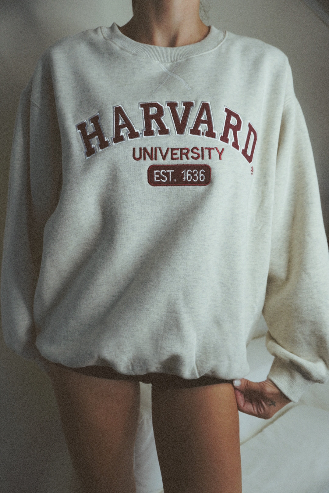 Original Harvard University Est 1636 Grey and Maroon Crewneck Sweatshirt