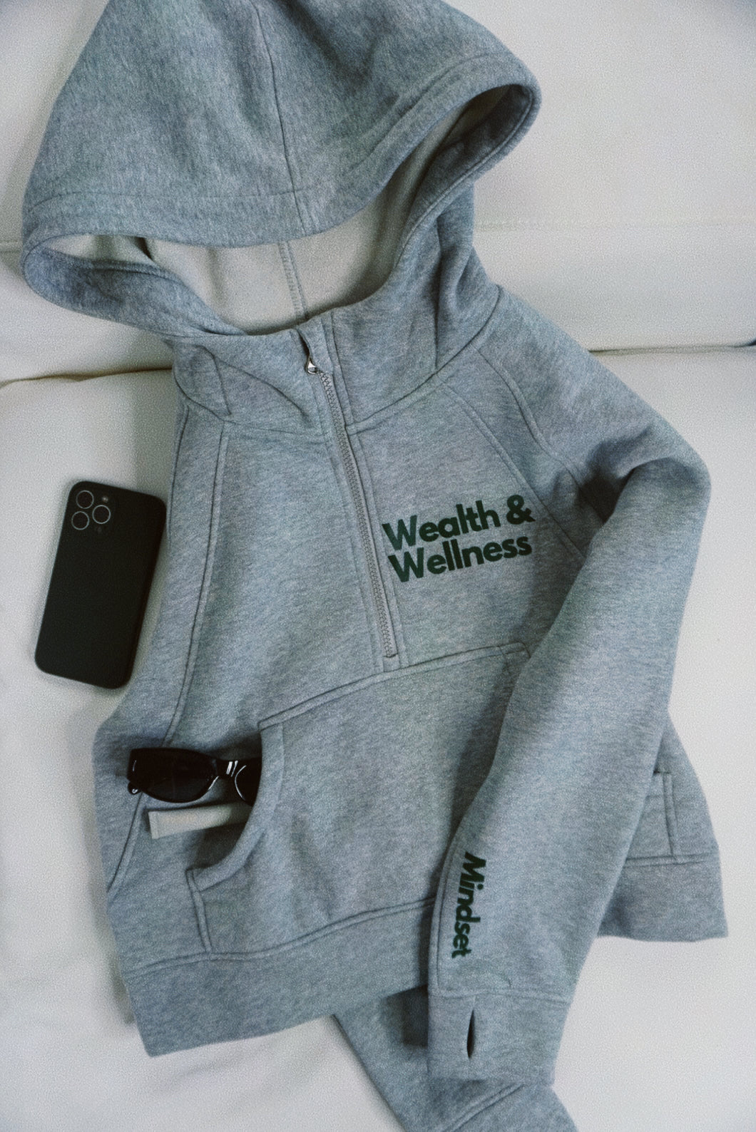Wealth & Wellness Scuba Oversized Half-Zip Hoodie
