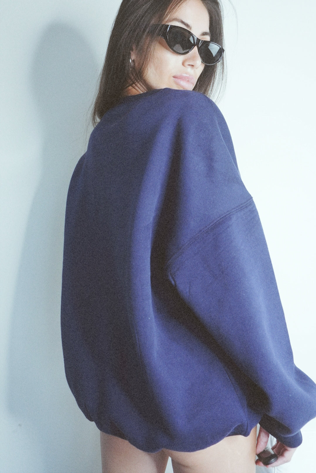 Wealth & Wellness Club Navy Blue Oversized Crewneck Sweatshirt
