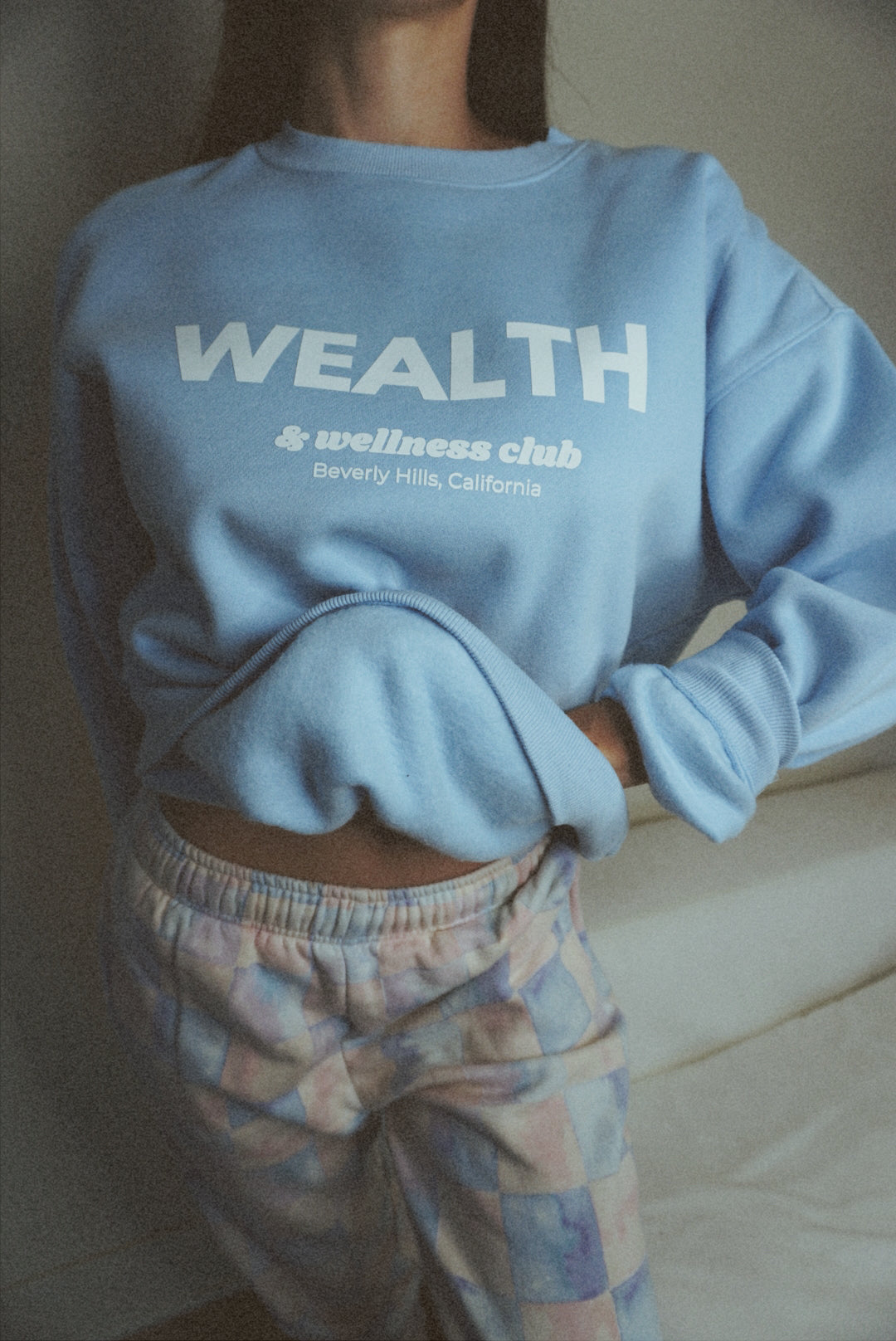Wealth & Wellness Club Sky Blue Oversized Crewneck Sweatshirt