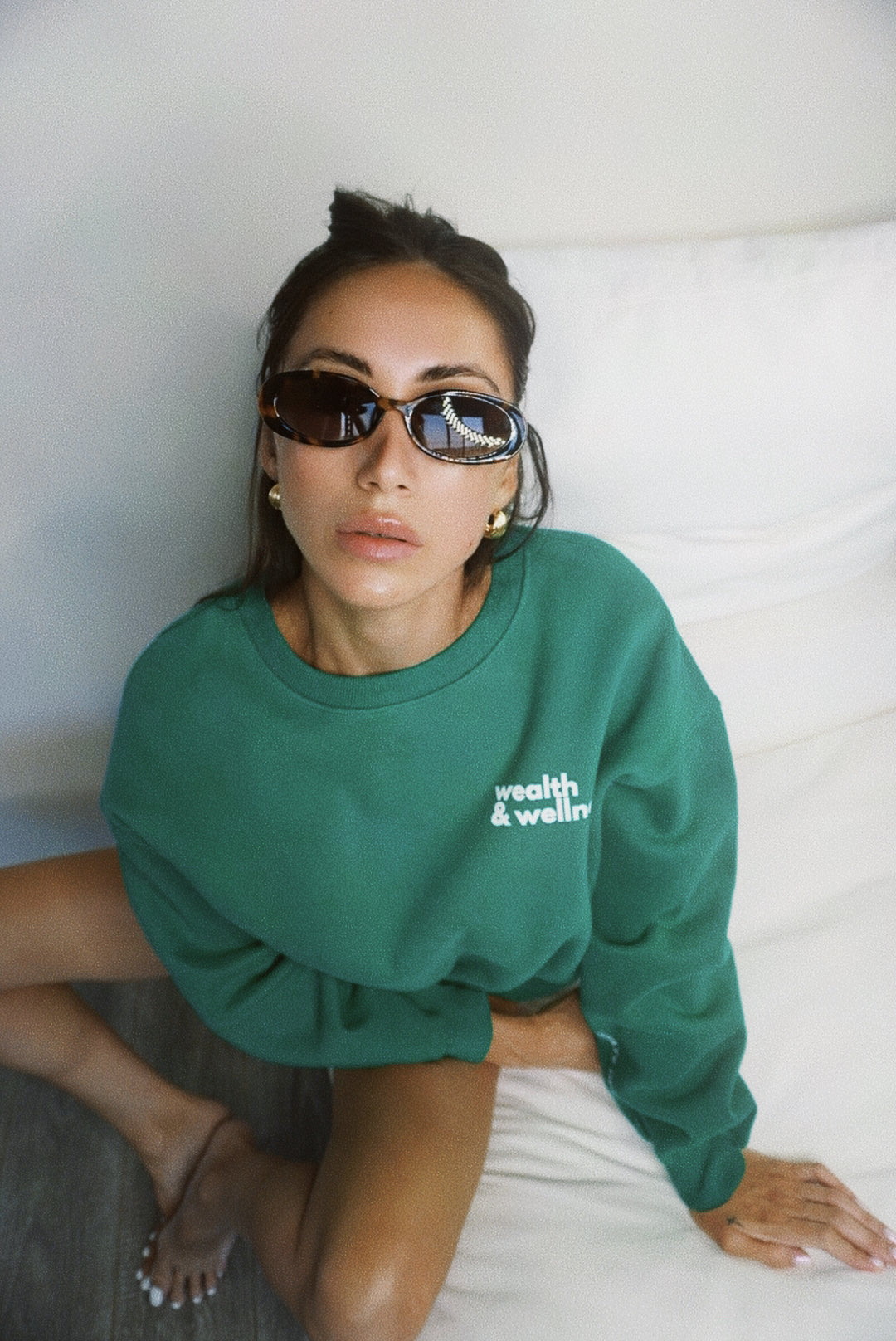 Wealth & Wellness Club Kelly Green Oversized Crewneck Sweatshirt