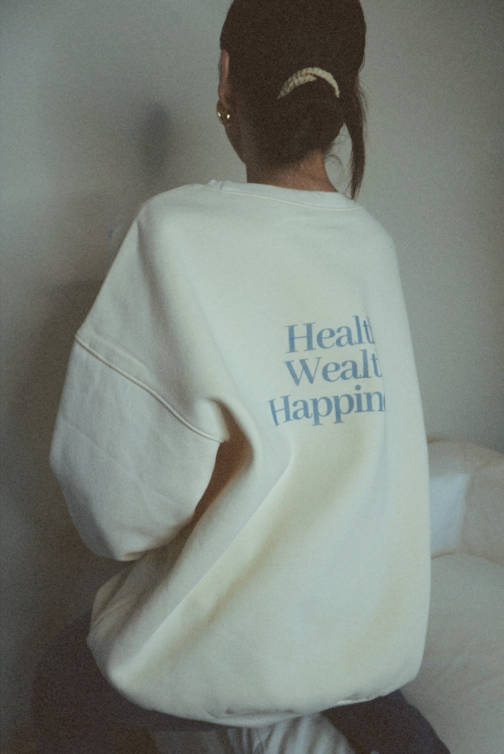 Health Wealth Happiness Apricot Oversized Crewneck Sweatshirt