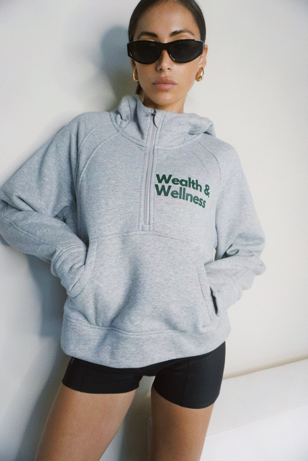 Wealth & Wellness Scuba Oversized Half-Zip Hoodie